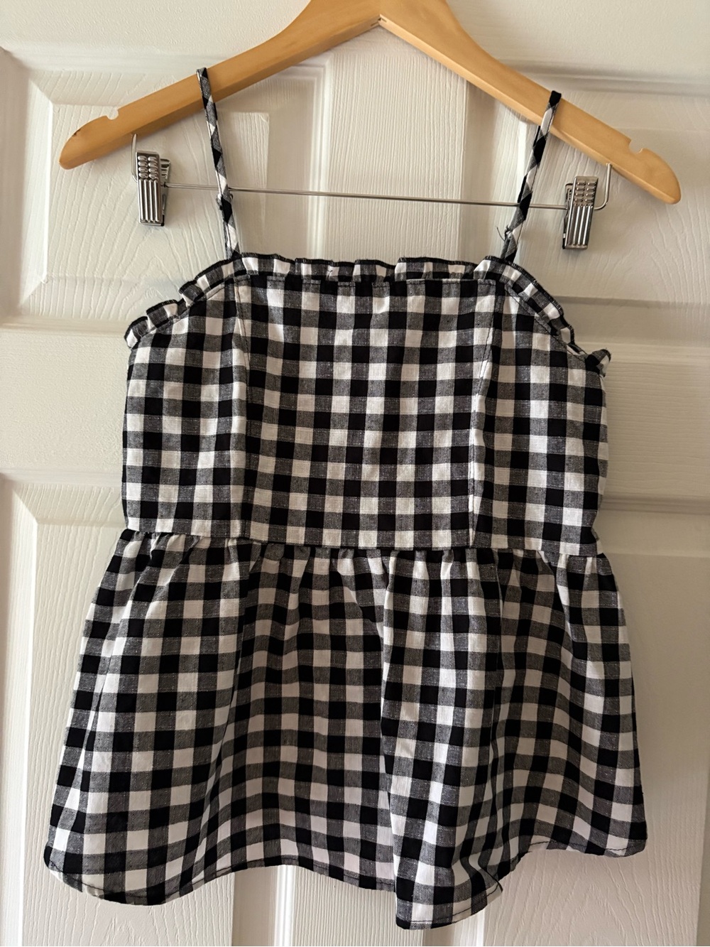 Black & White Gingham Spaghetti Strap Top